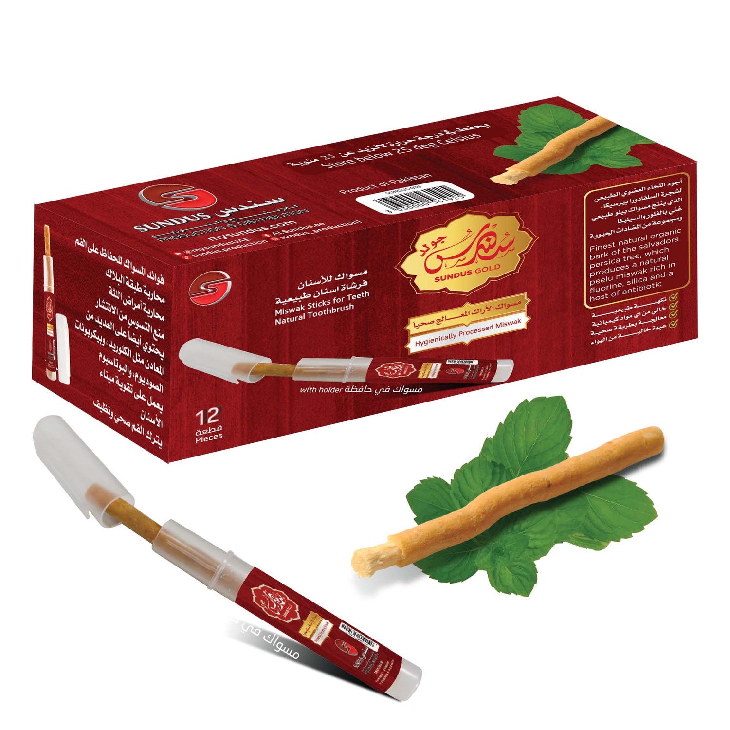مسواك سندس - علبة تحتوي على 12 مسواك صحي معالج