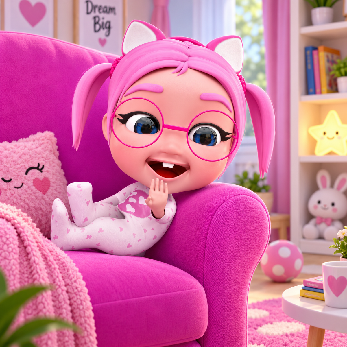 Soso plush doll: illustration of the Soso character waving from a sofa