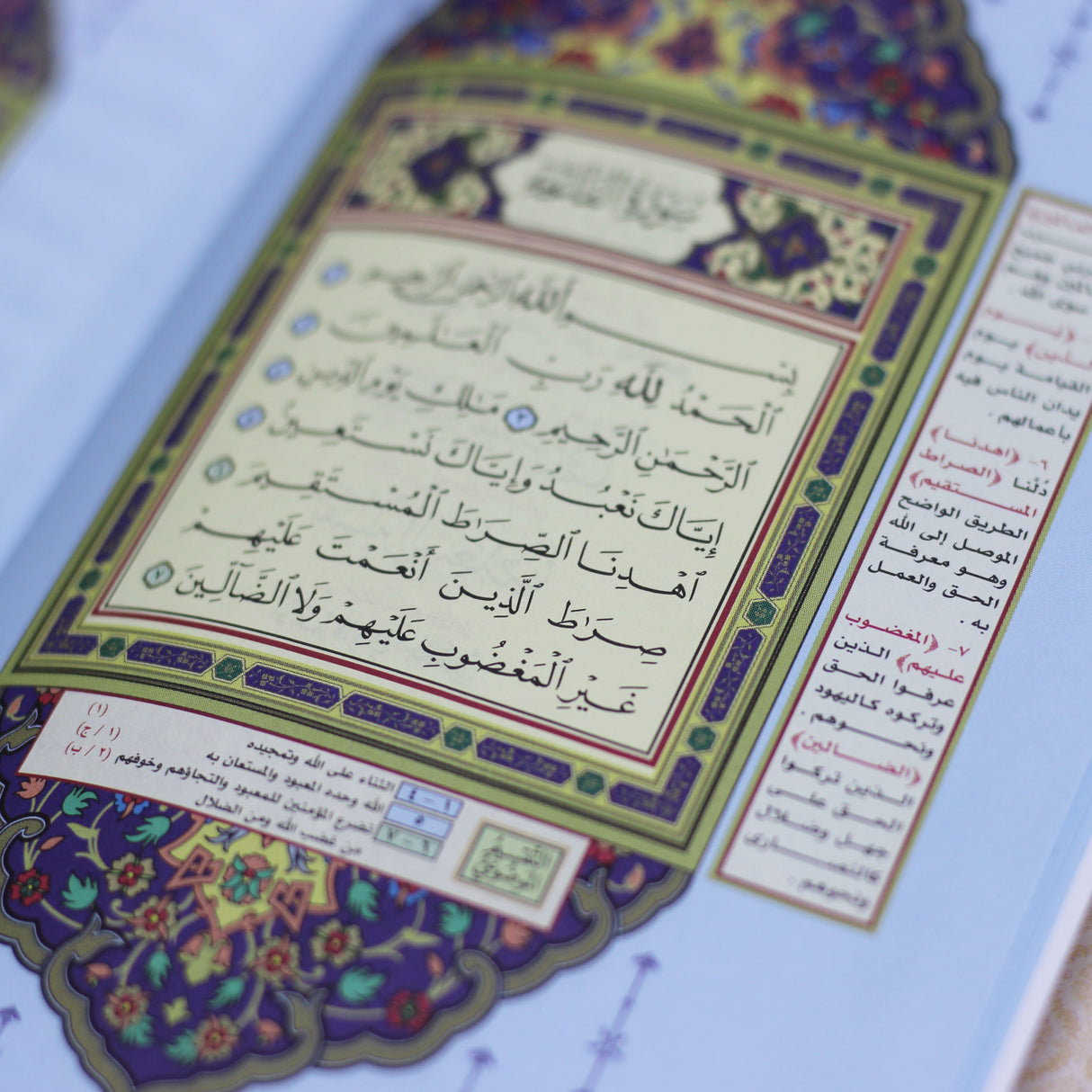 المصحف بالرسم العثماني وبهامشه التقسيم الموضوعي و التبيان لكلم المنان 20/14 ملون الآطراف موضوعي