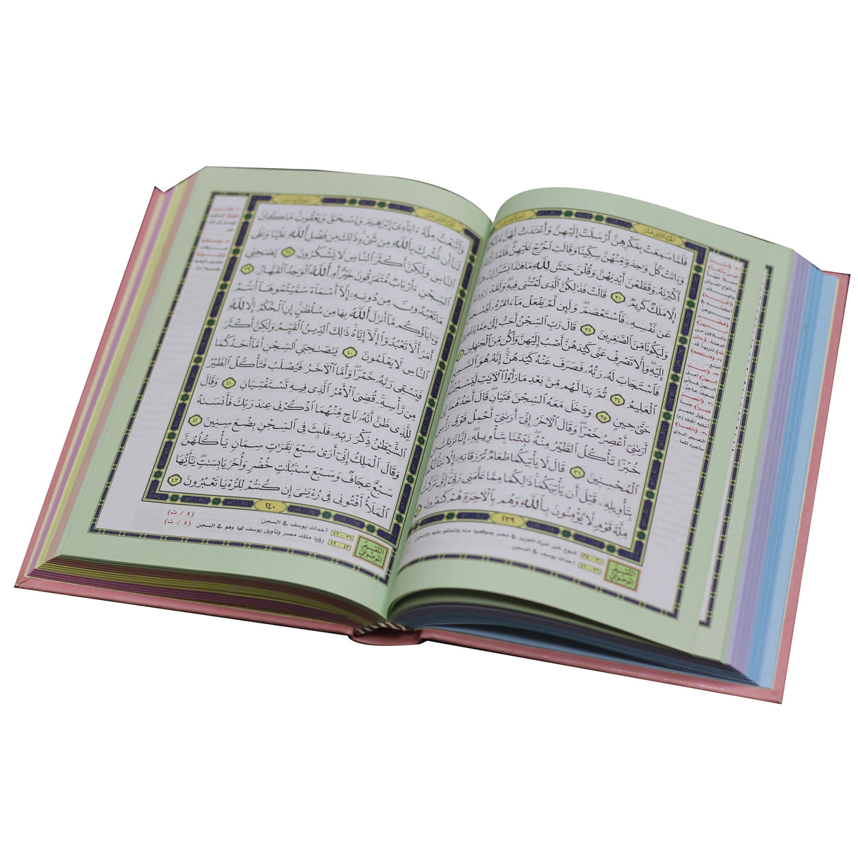 المصحف بالرسم العثماني وبهامشه التقسيم الموضوعي و التبيان لكلم المنان 20/14 ملون الآطراف موضوعي