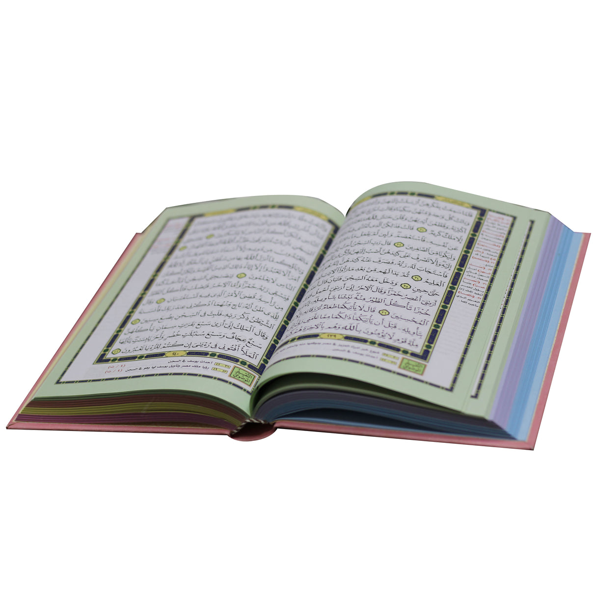 المصحف بالرسم العثماني وبهامشه التقسيم الموضوعي و التبيان لكلم المنان 20/14 ملون الآطراف موضوعي