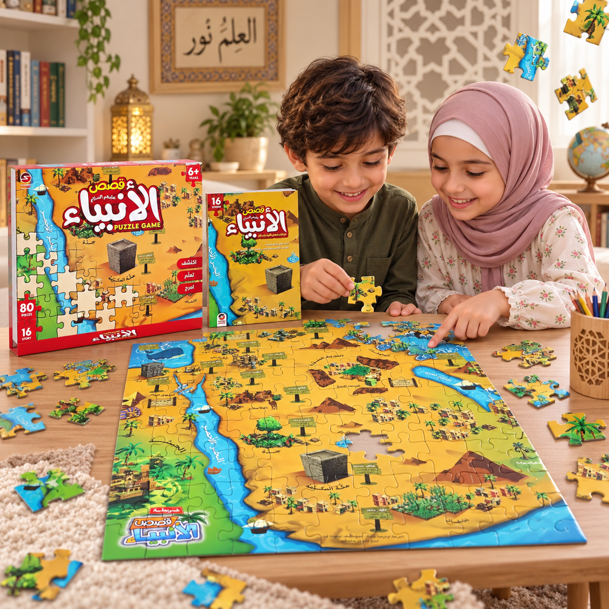 مجموعة القصص التفاعلية عن الأنبياء مع البزل (كتاب + لوح تجميع)