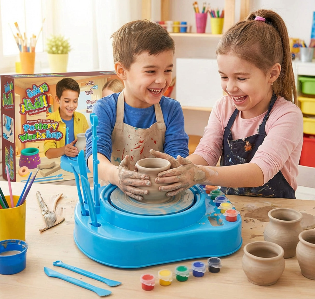 عجلة الفخار الكهربائية المطوّرة للأطفال