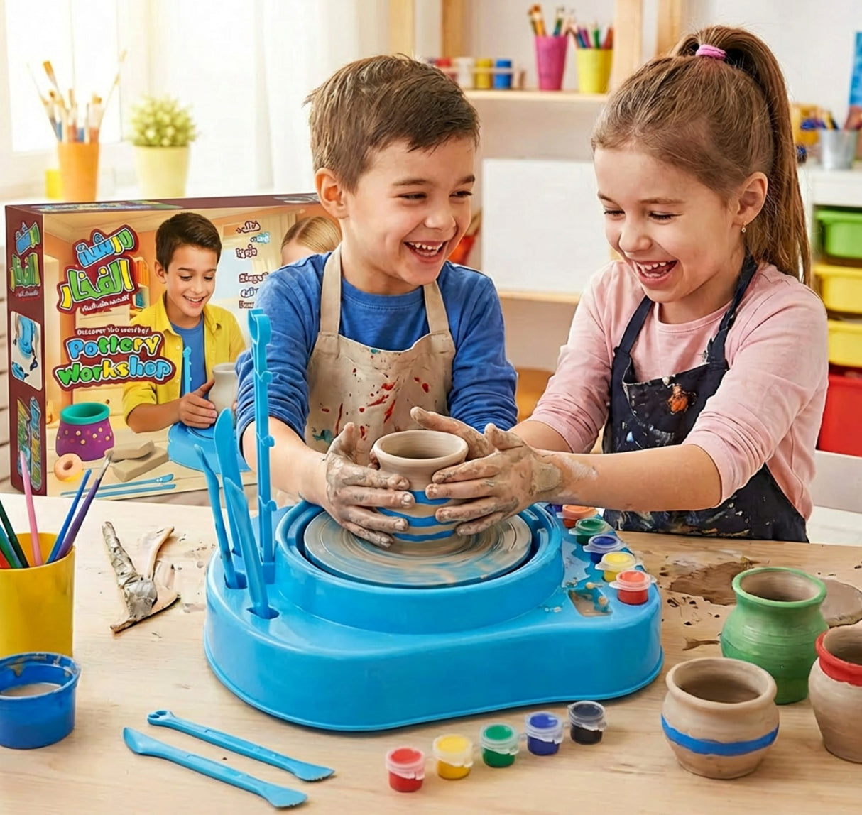 عجلة الفخار الكهربائية المطوّرة للأطفال