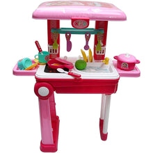 Load image into Gallery viewer, Little Chef 2-in-1 Kitchen Playset, Kitchen Utensil Set with Case, Multi-Colour with Lights and Sound