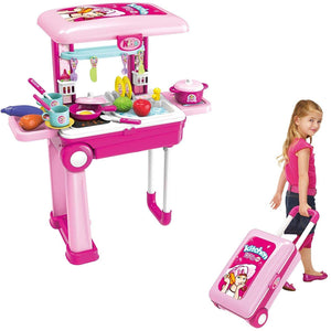 Little Chef 2-in-1 Kitchen Playset, Kitchen Utensil Set with Case, Multi-Colour with Lights and Sound