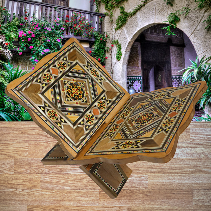 Quran Stand with Damascus Mosaic Engravings