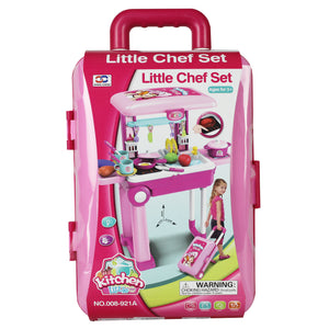 Little Chef 2-in-1 Kitchen Playset, Kitchen Utensil Set with Case, Multi-Colour with Lights and Sound