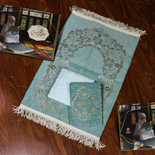 Load image into Gallery viewer, Sundus prayer rug with prayer dress and Quran cover for little girls