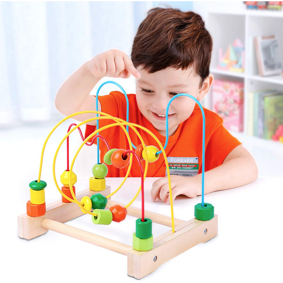 Onshine Wooden Bead Maze for Babies ألعاب خشبية للتعليم المبكر للأطفال لعبة دائرية ملونة للأطفال الصغار