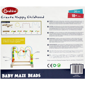 Onshine Wooden Bead Maze for Babies ألعاب خشبية للتعليم المبكر للأطفال لعبة دائرية ملونة للأطفال الصغار